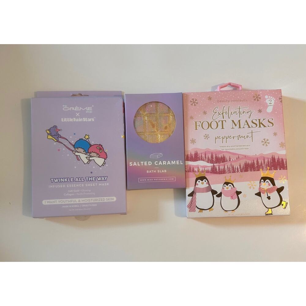 Bath Slab‎ Salted Caramel, Peppermint Foot Masks & Face Mask